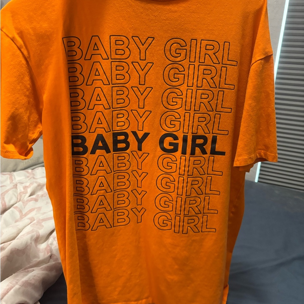 Fashion Nova Orange Short Sleeve Tee Baby Girl Graphic